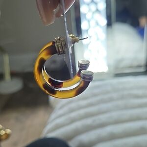 Source Unknown Tortoiseshell Lucite Hoop Earrings - Brown Amber